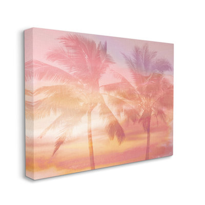«Summer Palm Trees Sunrise Tropical Windblown Leaves» par Mia Jensen - impression