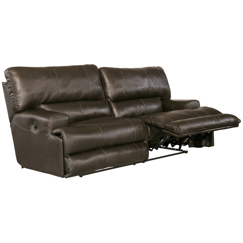 Anjuman 93" Leather Match Reclining Sofa, Steel Leather Match, Manual, No