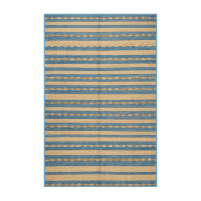  Tapis lavable à rayures crème bleu ciel