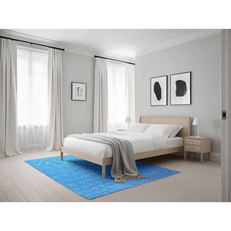 Tapis de zone bleue à motifs Steinsel, Rectangle 5 pi x 7 pi