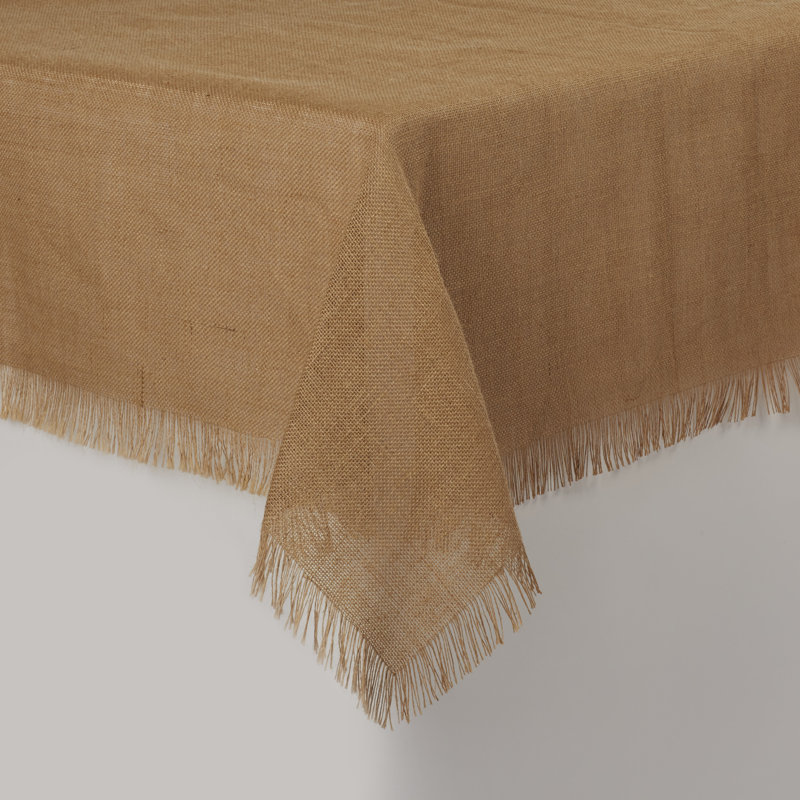 Ayalur Burlap Tablecloth, 120" L x 90" W, Brown