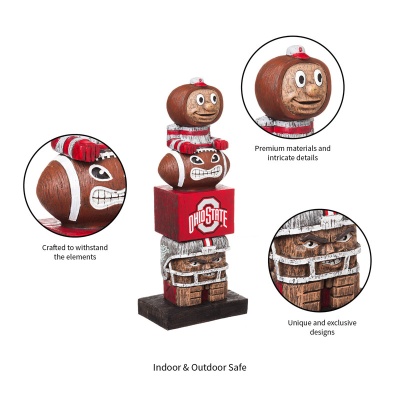 Statue mascotte Tiki Totem intérieur / extérieur 15 po NCAA, Université Ohio State