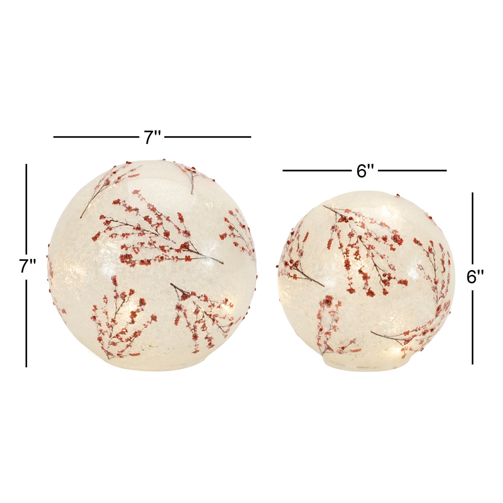 2-Piece Lighted Frosted Berry Globe Set