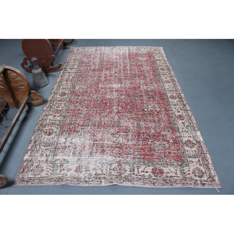 Tapis turc antique surdimensionné tissé à la main en rouge vif pour améliorer l'espace