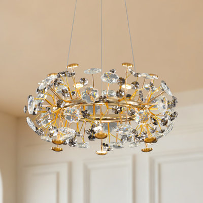  Lustre en cristal de luxe moderne, plafonnier 12 lumières avec ampoules G4 incluses, température de couleur réglable 3000K-6000K pour la salle à manger, la chambre à coucher, transparent