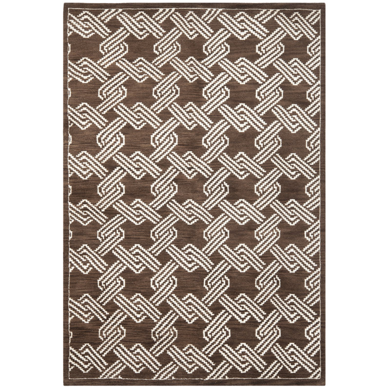 Tapis géométrique en laine et viscose noué à la main Mosaic, Rectangle 5 pi x 8 pi