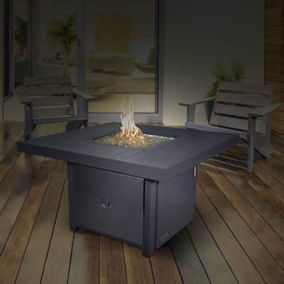 Sunbeam Square Aluminum Propane/Natural Gas Outdoor Fire Pit Table -  9295