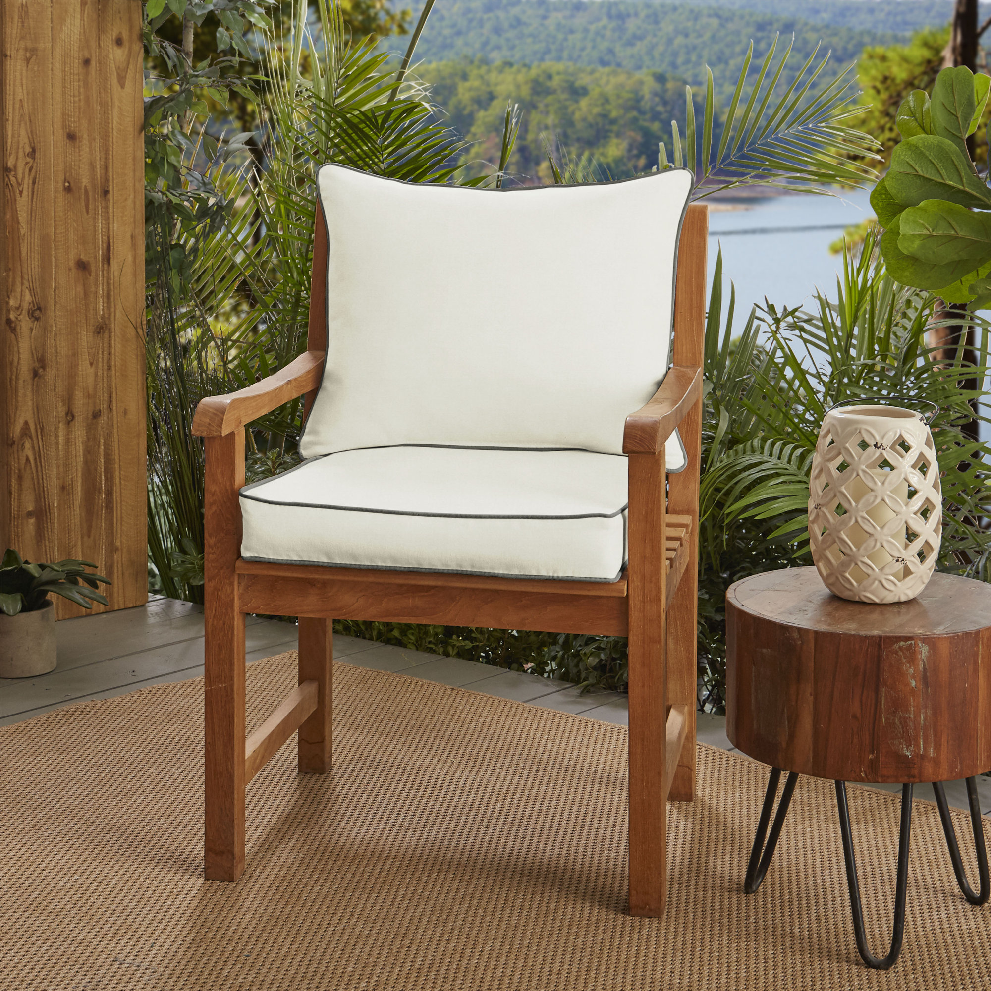 Warrick Sunbrella Outdoor Lounge Chair, Canvas Natural Sunbrella® Canvas, 5" H x 25" W x 25" D