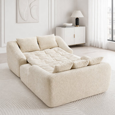 Chaise longue surdimensionnée pour l'intérieur, canapé-lit moderne en chenille à assise profonde avec coussins décoratifs et accoudoirs, canapé-lit