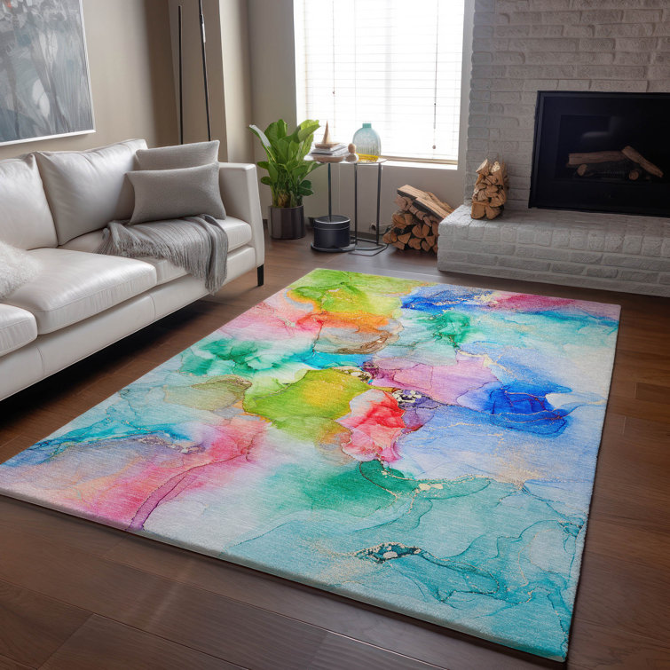 Premium Machine Washable Cerrito AMF526 Blue Rug