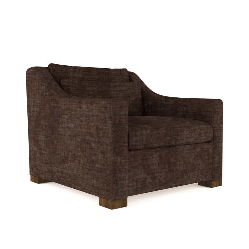 Crosby Armchair, 32.5" H x 35" W x 38" D, Plush Velvet Blue Print, Ebony
