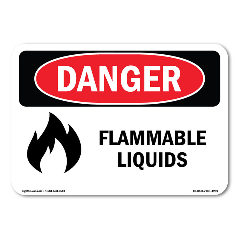 Adhésif décoratif pour liquides inflammables 14 po x 10 po, H 10 po x l 14 po x P 0,1 po
