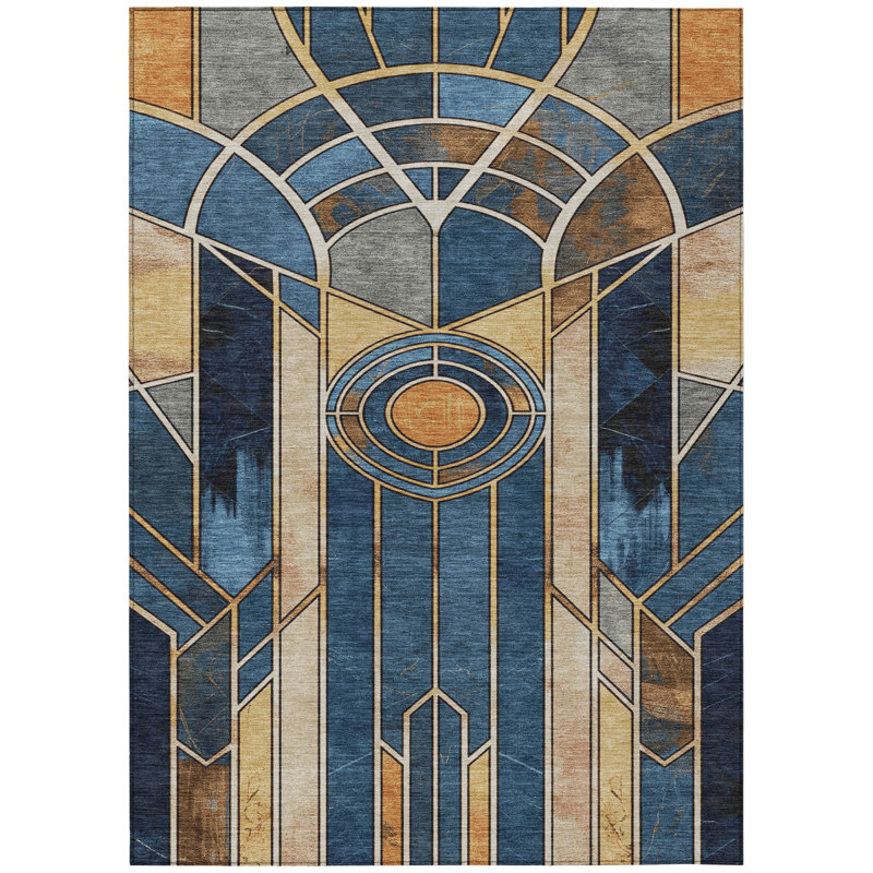 Machine Washable Indoor/Outdoor Kimberlin ACN2176 Geometric Rug, Rectangle 2'6" x 3'10"