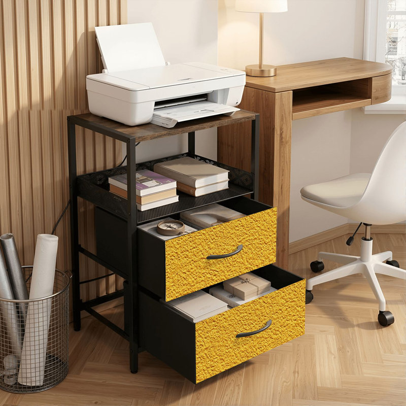 Table de chevet 2 tiroirs avec station de charge, table de chevet pour chambre avec ports USB et amp; Table de chevet Outlets