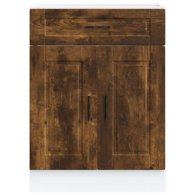 Latitude Run Kitchen Corner Base Cabinet Porto Engineered Wood, Smoked Oak