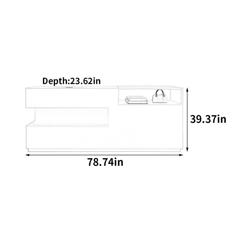 Vitrine haut de gamme luxueuse et lumineuse, H 39,37 po x l 78,74 po x P 23,62 po