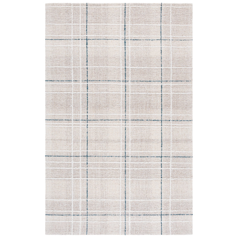 Genre 503 Hand Tufted 80% Wool; 20% Cotton Plaid Rug, Rectangle 6' x 9'