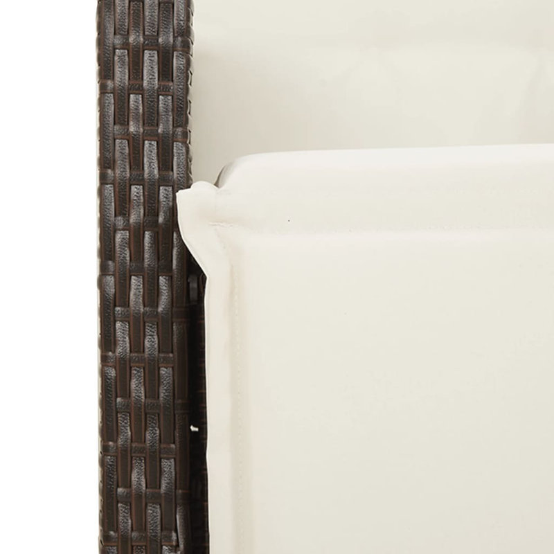 Patio Bistro Set With Cushions Brown Poly Rattan, 6, 29.5" H x 74.8" W x 31.5" D