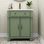 Lavabo de salle de bain 27,8 po Mid-Century avec colonne romaine, meuble-lavabo autoportant Farmhouse avec rangement, meuble-lavabo haut de gamme avec poignées en métal et structure en bois massif