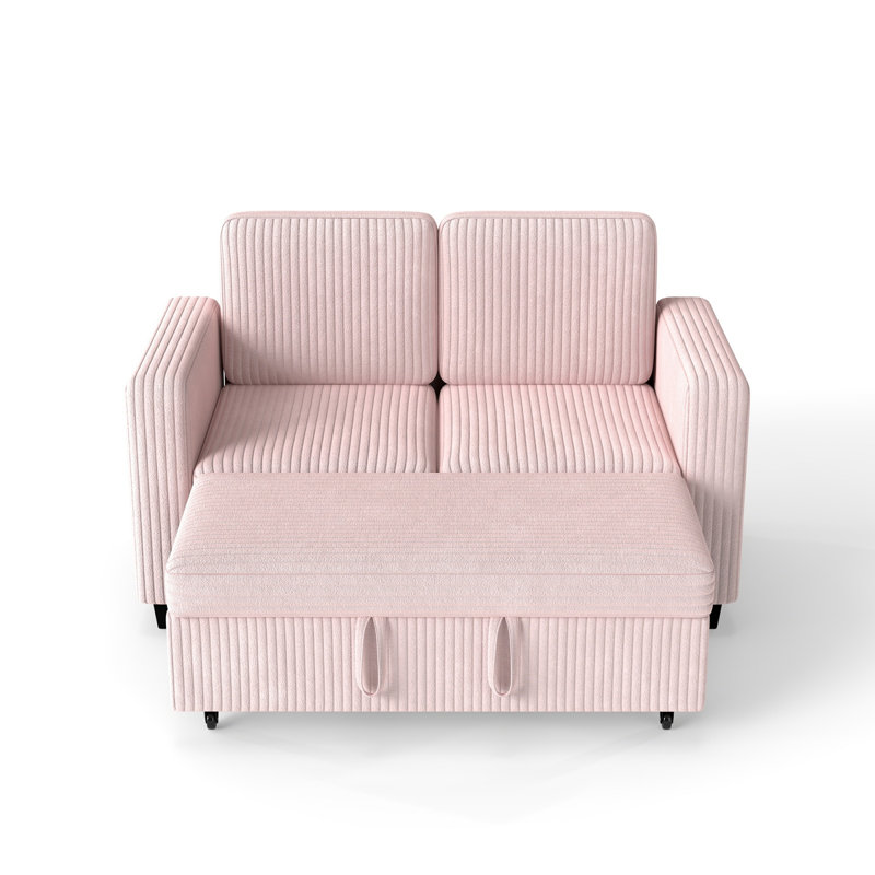 Canapé-lit modulaire en velours côtelé 58,1 po, Rose
