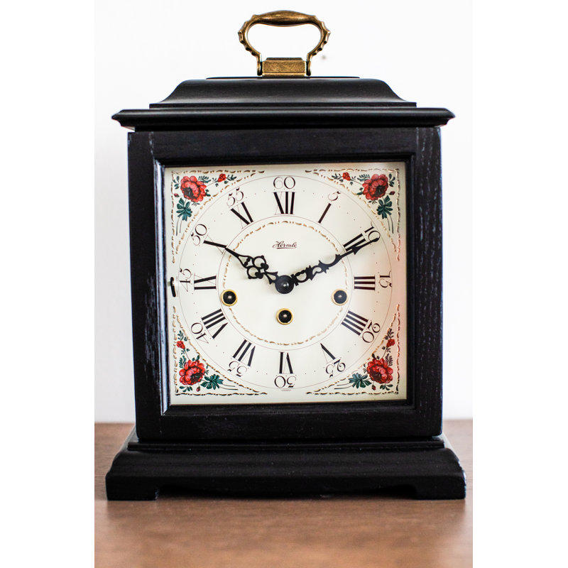 Roman Numeral Wood Mechanical Tabletop Clock in