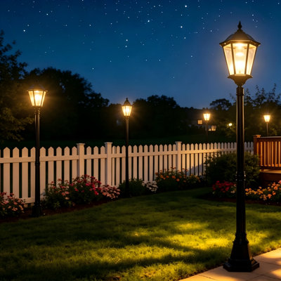 Solar Post Light Streetlight Black Aluminium