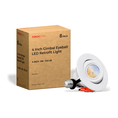 4" 5CCT Gimbal LED Eyeball Retrofit Recessed Light, Dimmable Adjustable LED Ceiling Downlight, CRI 90