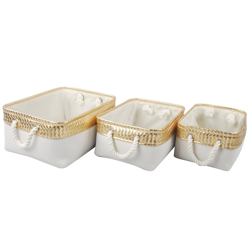 Bay Isle Home™ Decorative Basket, Gold/White