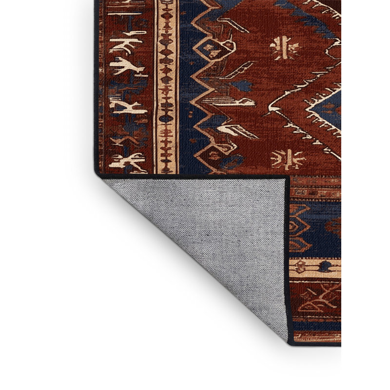 Tapis brun turc lavable à la machine, Rond 6 pi