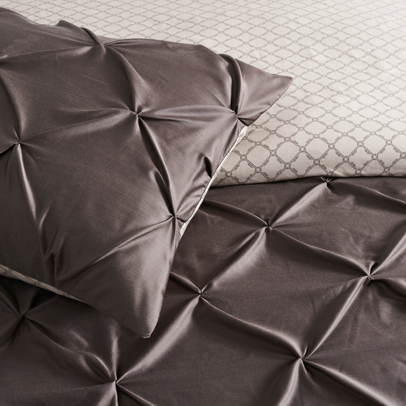 Pintuck Bedding, Queen, Brown