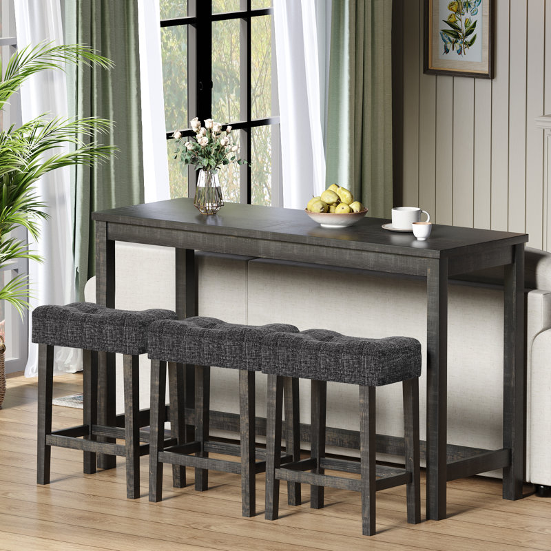 Mellisha 3-Person Counter Height Dining Set, Dark Grey