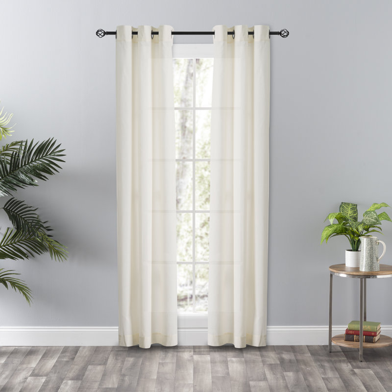 Captain Cotton Blend Semi Sheer Curtain Pair, Natural