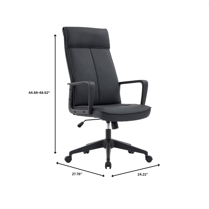 Miljour Leather Office Chair with Headrest – Ergonomic Executive Desk & Conference Seating with Adjustable Height, Lumbar Support & 360° Swivel
