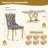 70" Faux Marble Dining Table Set for 8, with 8 Upholstered Chairs-2089298939-2089672379
