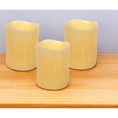 Set of Three Yellow Flameless Pillar Candle