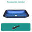 Lavabo de salle de bain au-dessus du comptoir Lavabo carré en verre trempé dégradé bleu pour salle de bain, lavabo en verre trempé avec bonde escamotable (sans robinet)