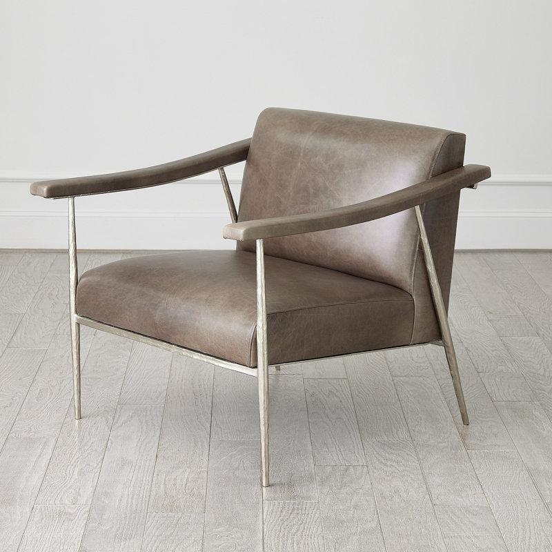 Fauteuil en cuir L. Brooks - nickel