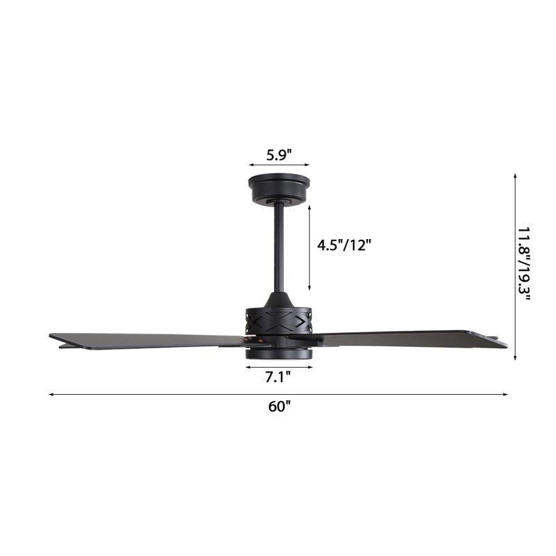 Portico 5 Blades Indoor Ceiling Fan with Light Kit and Remote, Black, Black, 60"