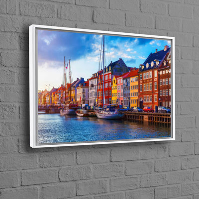 Affiche colorée de paysage de Copenhague sur toile de coton pour la décoration intérieure