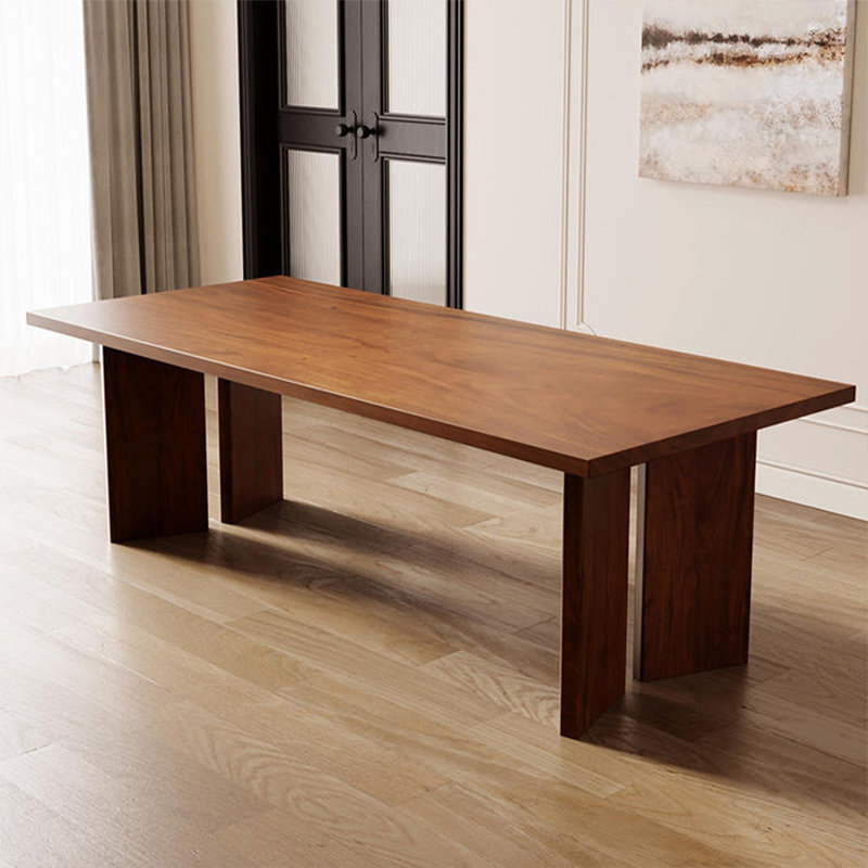 Nut-brown Rectangular Solid Wood Dining Table, 29.53"H x 78.74"L x 31.5"W