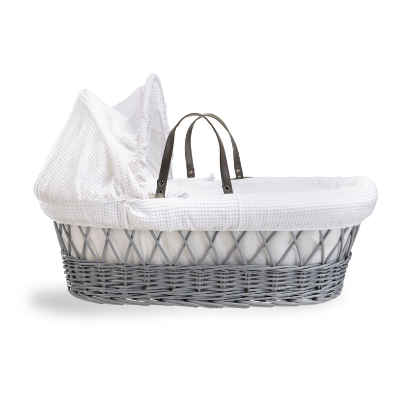 Waffle Wicker Moses Basket, White