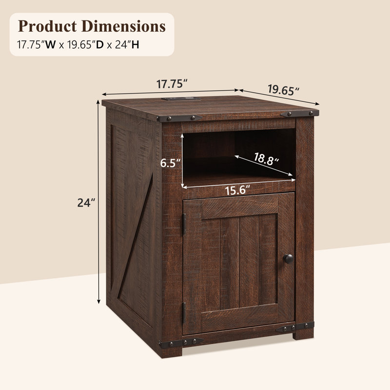 Xailey End Table and Built-In Outlets, Brown
