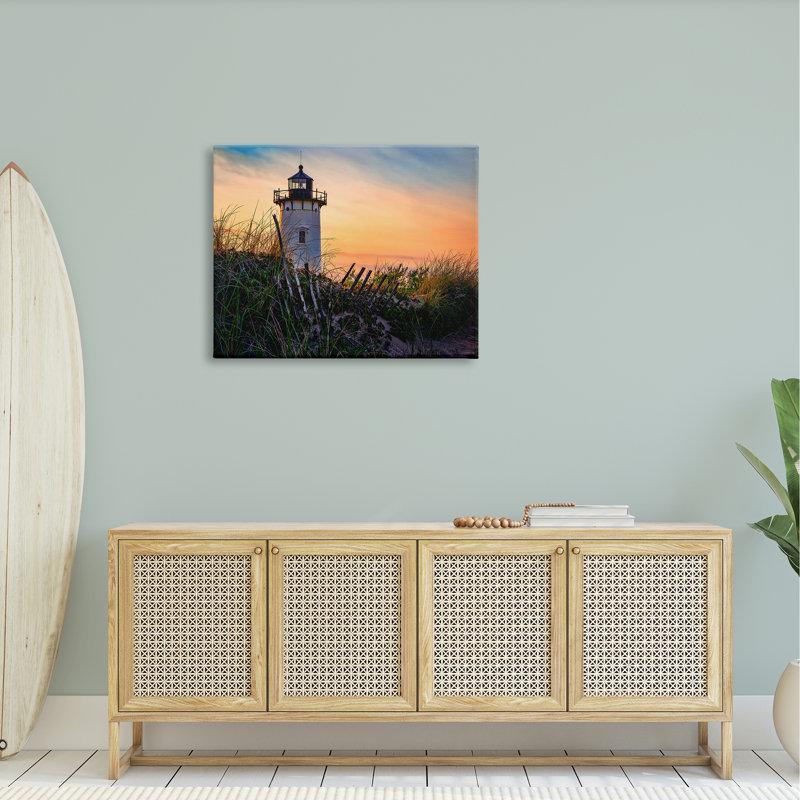 Phare au coucher du soleil sur la côte de Rick Berk - Photographie sur toile tendue, H 30 po x l 40 po x P 1,5 po