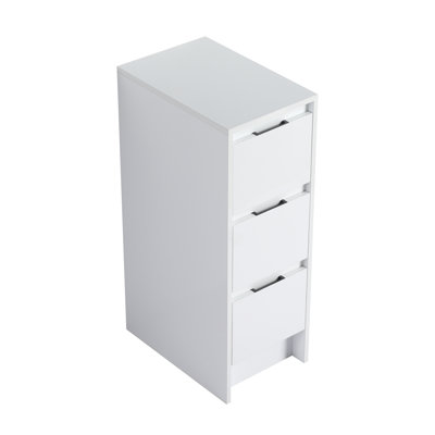 Armoire de rangement autoportante 12 po avec 3 tiroirs à fermeture en douceur, blanc brillant | Idée de cadeau