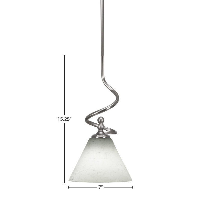 Mini-luminaire suspendu Coretta avec verre mousseline blanc 7 po, Nickel brossé