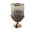 Home Modern Glass Hurricane Candle Holder with Metal Sculpted Leaf Stand - Decorative Pillar Candlestick Holder for Entryway Tabletop - White & Gold-106920316