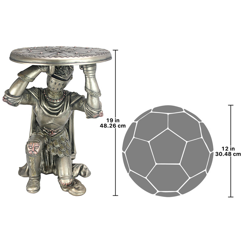 Medieval Pewter Knight Sculptural Round Metal Side Table