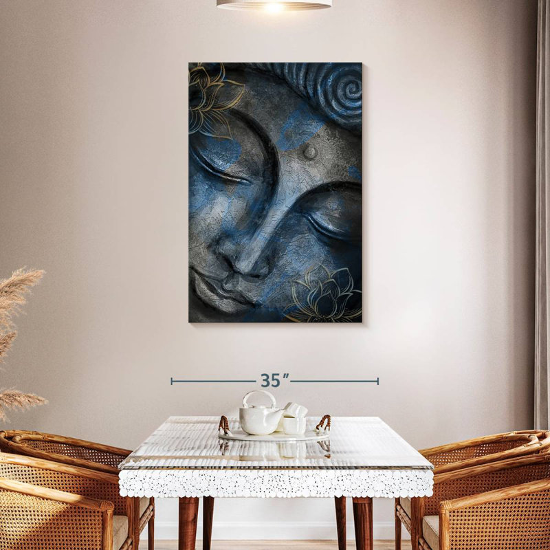 Bouddha Adella argent et or, H 45 po x l 30 po