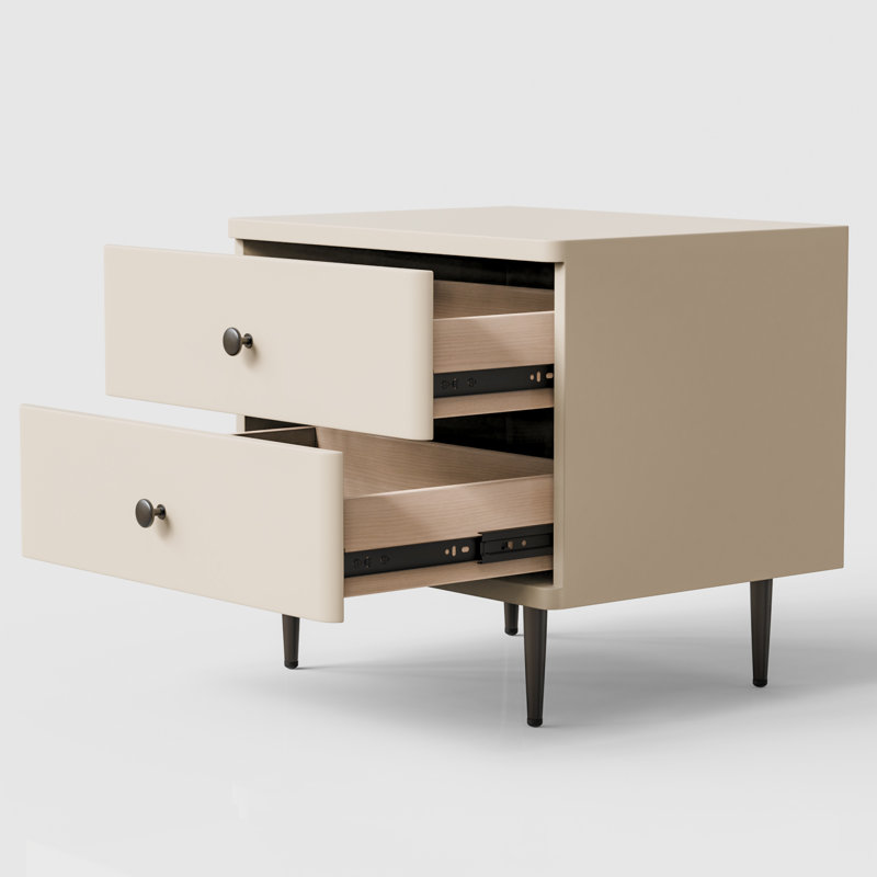 20" W 2 Drawers Moder Nithtstand (Pre-assembled), Beige