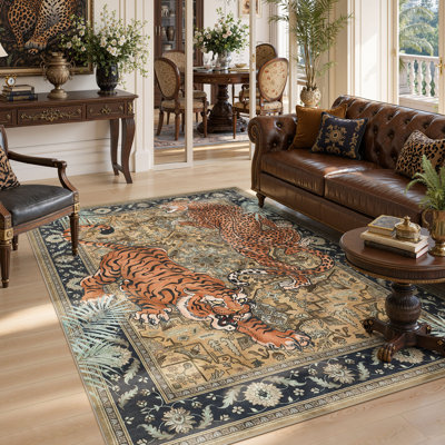 Boho Animal Washable Soft Non Slip Low Pile Indoor Area Rug